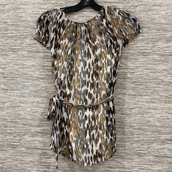 Duo Maternity Womens Printed Tunic Top With Tie Waist & Button Front Medium - Picture 4 of 5